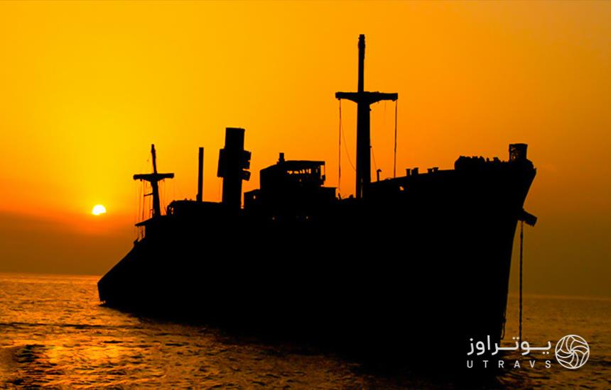 Greek ship at sunset in Kish